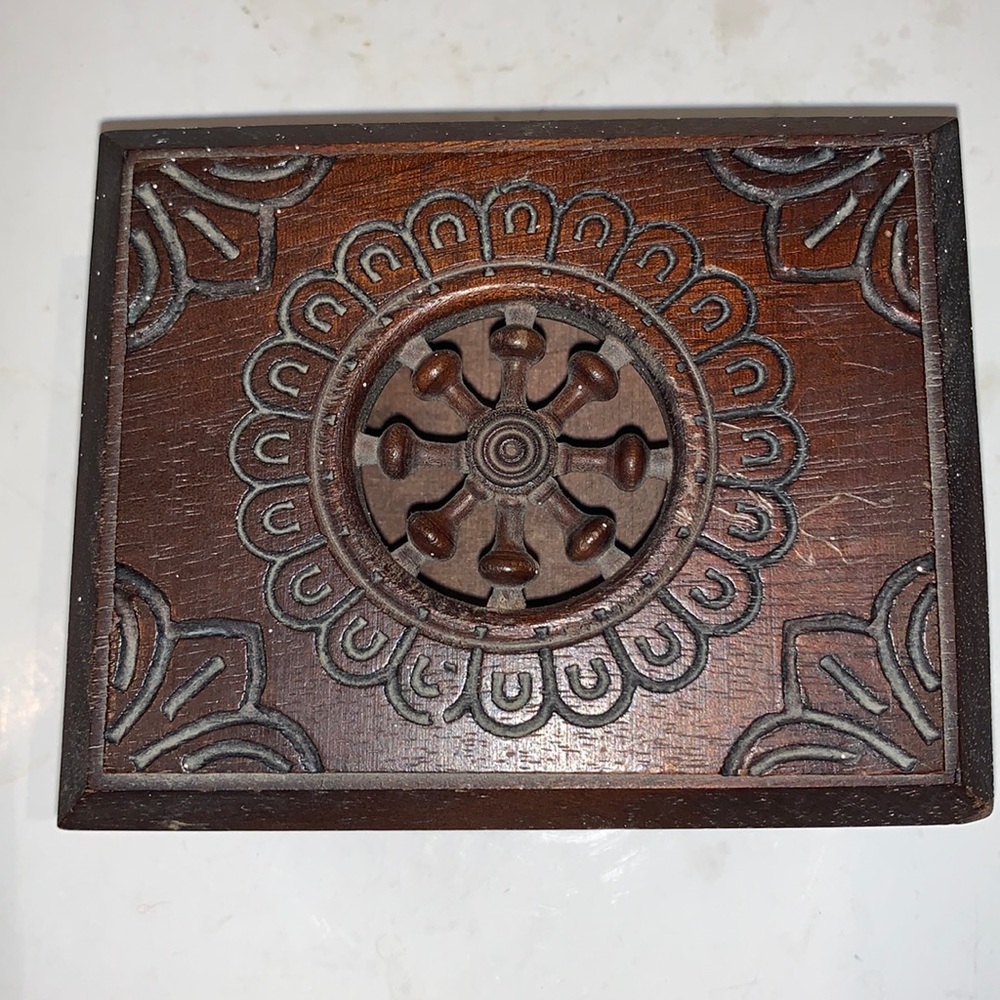 Vintage Hand Carved Footed Wooden Trinket Box